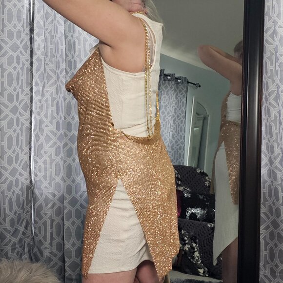 Metal Chain Halter Mini Dress – Fits Size S (No Tags) - Picture 2 of 4